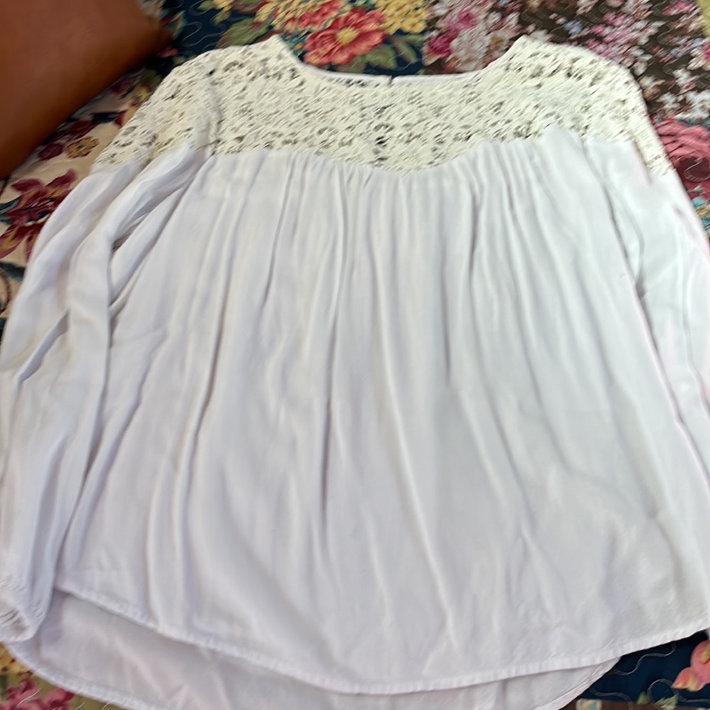 Old Navy White Cotton Long Sleeve Blouse